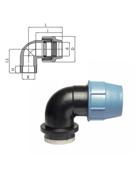 COUDE 90° FILTÉ À COMPRESSION FEMELLE