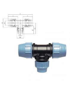 TÉ 90° RÉDUIT À COMPRESSION PN 16