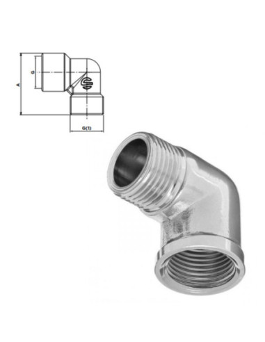 RACCORD COUDE MALE FEMELLE CHROME