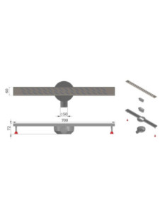 CANIVEAU DE DOUCHE INOX-SLIM ORIENTABLE L700 2
