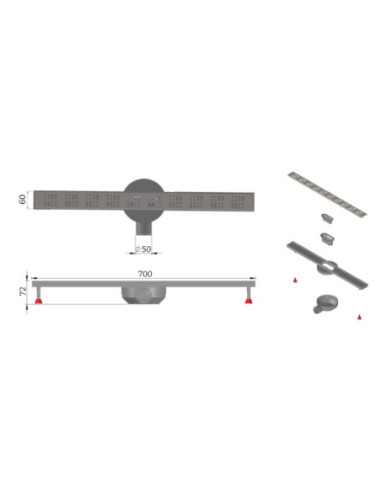 CANIVEAU DE DOUCHE INOX-SLIM ORIENTABLE L700 PRESTIGE