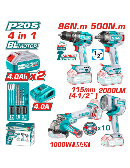 KIT OUTILLAGE 4EN1 20V 2.4AH TOSLI241292