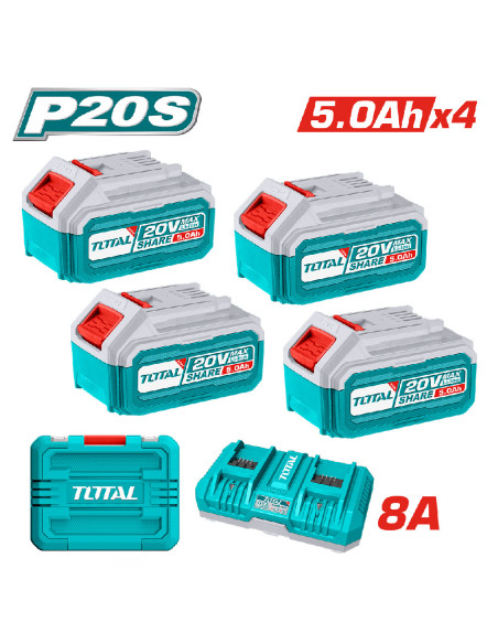 KIT 4 BATTERIE 20V 5AH + CHARGER TFBCLI20285