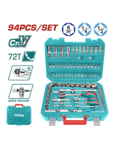 BOITE A DOUILLES 1/4"-1/2" 94PCS THT421942