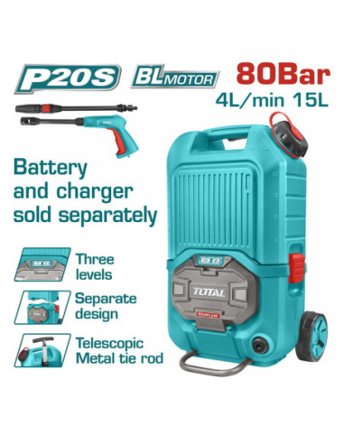 NETTOYEUR HP 80BAR 20V 2.4AH S/BAT TPWLI4006