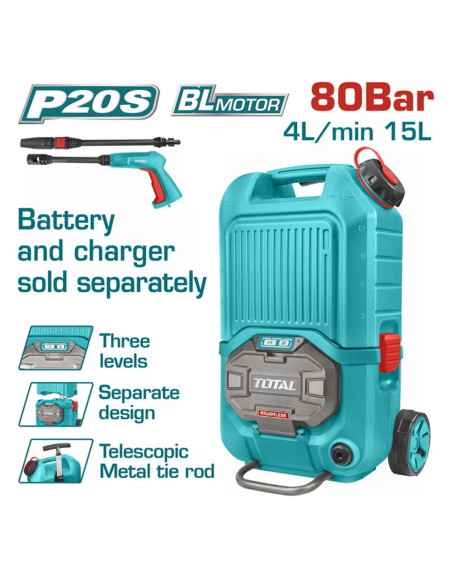 NETTOYEUR HP 80BAR 20V 2.4AH S/BAT TPWLI4006