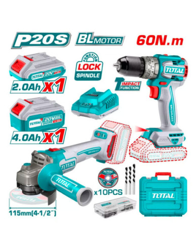 VISSEUSE+MEULEUSE 20V 2AH-4AH/CH TCKLI20273