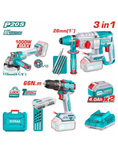 KIT OUTILLAGE 3EN1 20V 2.4AH/CH TOSLI241198