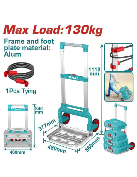 CHARIOT DE TRANSPORT PLIABLE 130KG THWB61201