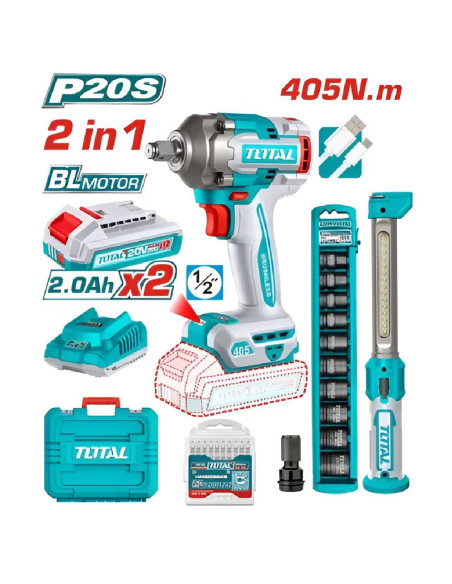 CLE A CHOC 1/2" + LAMPE 20V 2.2AH/CH TOSLI23056