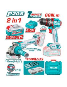 KIT OUTIL 2EN1 MEULE+VISS 20V 2.4AH/CH TCKLI20256
