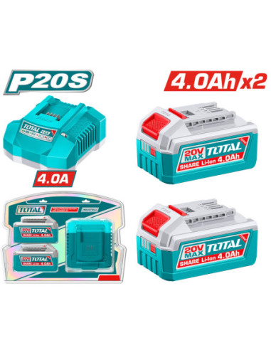 CHARGEUR + 2 BATTERIES 20V 4AH TFBCPK2013