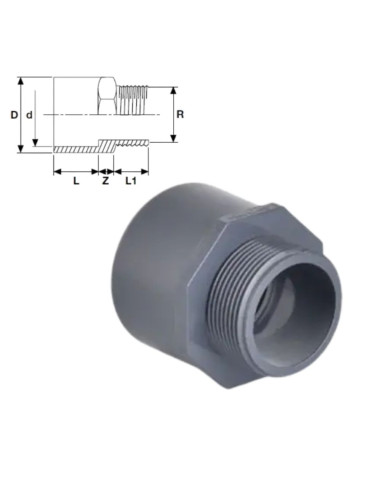 EMBOUT PRESSION PVC MALE - 1"1/2