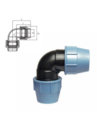 COUDE 90° À COMPRESSION PN 16 - ø25