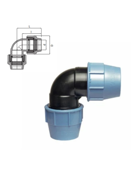 COUDE 90° À COMPRESSION PN 16 - ø32
