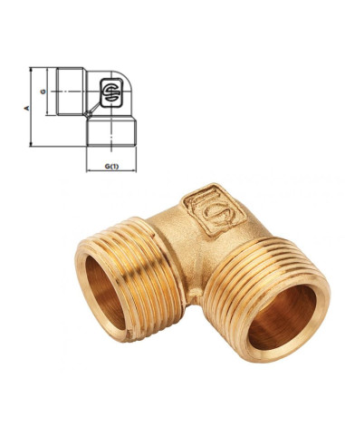 RACCORD COUDE MALE MALE JAUNE - 1"x3/4" MM