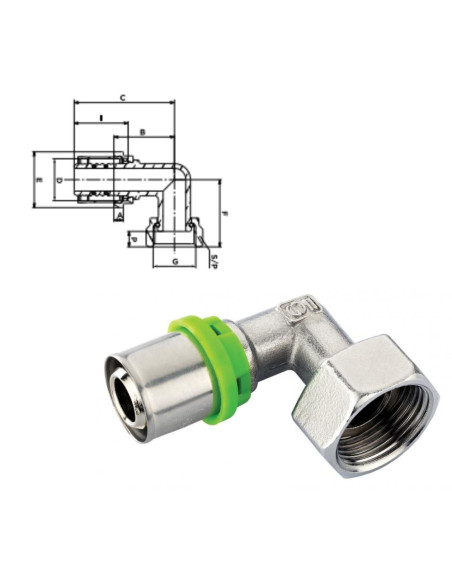 RACCORD COUDE ECROU LIBRE - 020 3/4" F
