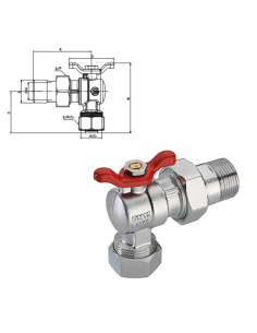 VANNE A BS EQUERRE ECROU + BUSE POUR TUBE MULTICOUCHES - 1"