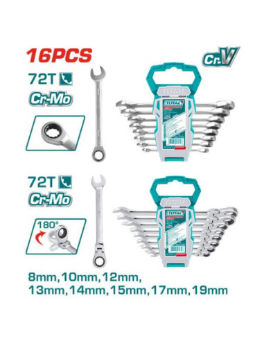 JX 16 CLES A CLIQUET DE 08-19MM THT103RK166