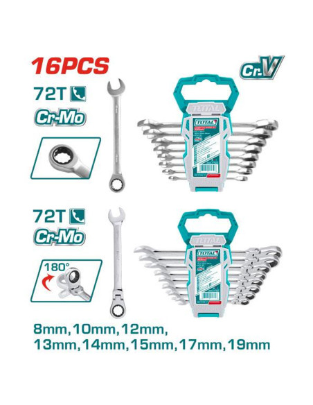 JX 16 CLES A CLIQUET DE 08-19MM THT103RK166