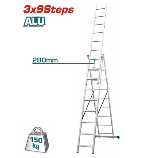 ESCALIER PROFESSIONNEL 3X9 EN ALUMINIUM THLAD03391