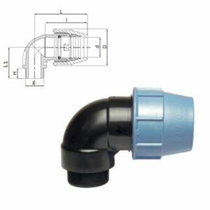 COUDE 90° TARAUDÉ À COMPRESSION MALE