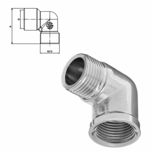 RACCORD COUDE MALE FEMELLE CHROME