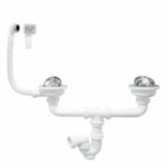 VIDAGE EVIER INOX/GRES DOUBLE BAC A PANIER Ø90