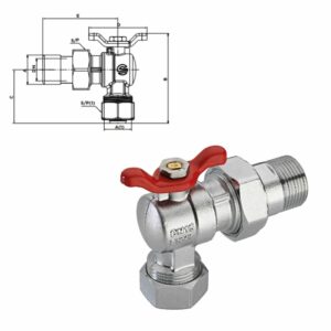 VANNE A BS EQUERRE ECROU + BUSE POUR TUBE MULTICOUCHES
