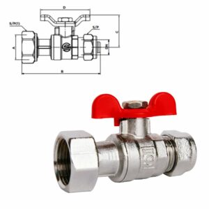 VANNE A BS MODE ECROU LIBRE AVEC PAPILLON POUR TUBE MULTICOUCHE