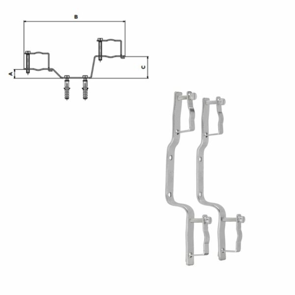 SUPPORT COLLECTEURS DOUBLE INOX