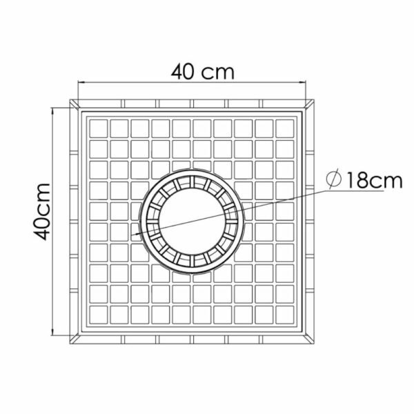 TAMPON DE SOL EN PP AVEC SIPHON GRIS 400X400 – Image 2