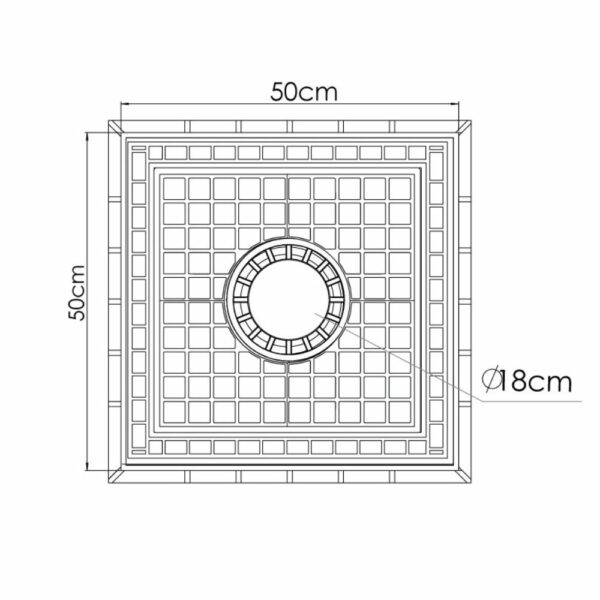 TAMPON DE SOL EN PP AVEC SIPHON BEIGE 500X500 – Image 2