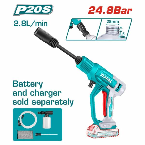 NETTOYEUR HP 24,8BAR 20V 2AH S/BAT TPWLI2036