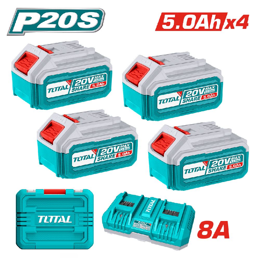 KIT 4 BATTERIE 20V 5AH + CHARGER TFBCL