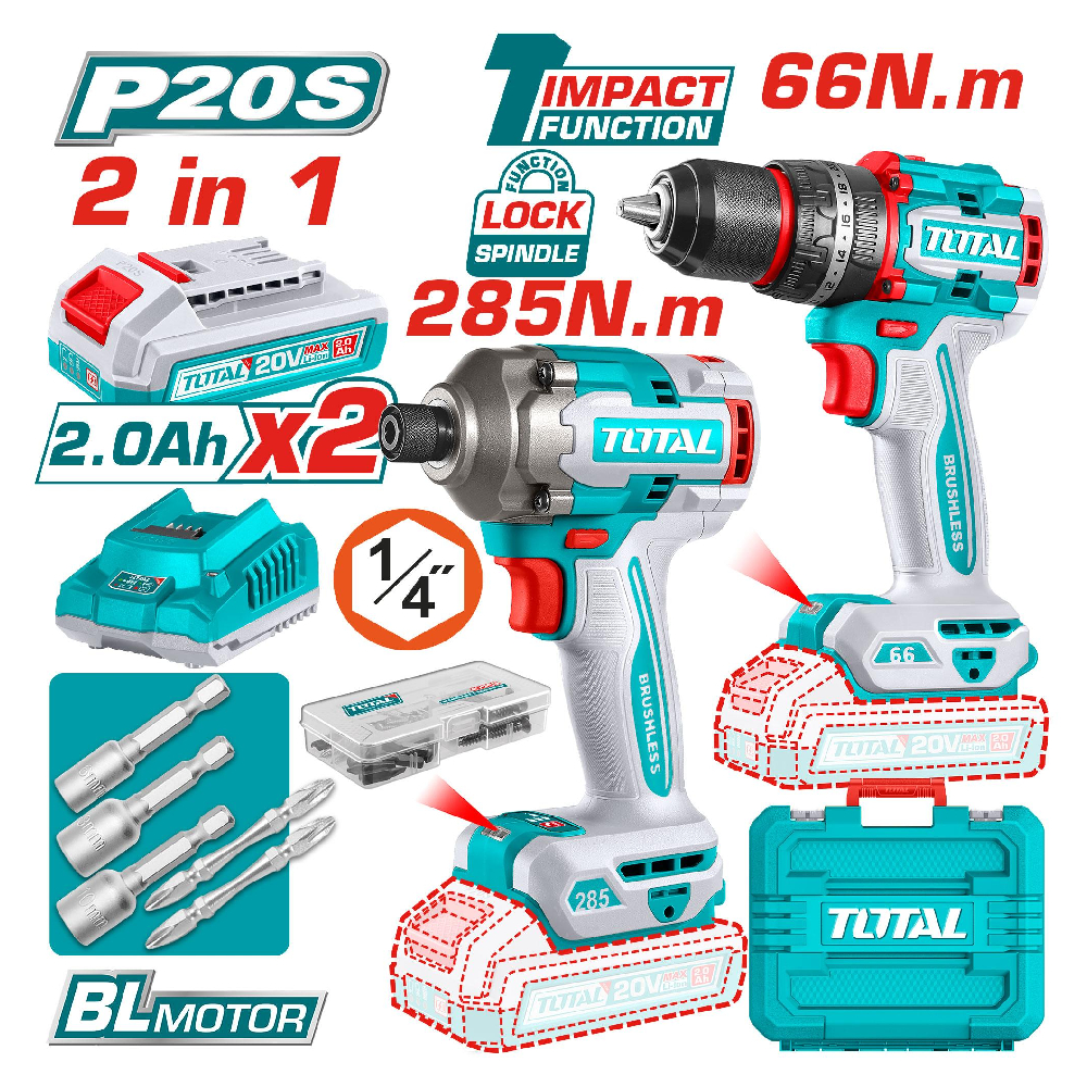 VISSEUSE + PERCEUSE 20V 2.2AH/CH TCKLI20277