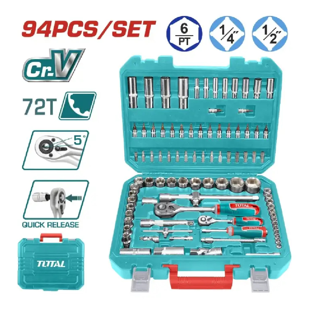 BOITE A DOUILLES 1/4"-1/2" 94PCS THT421942