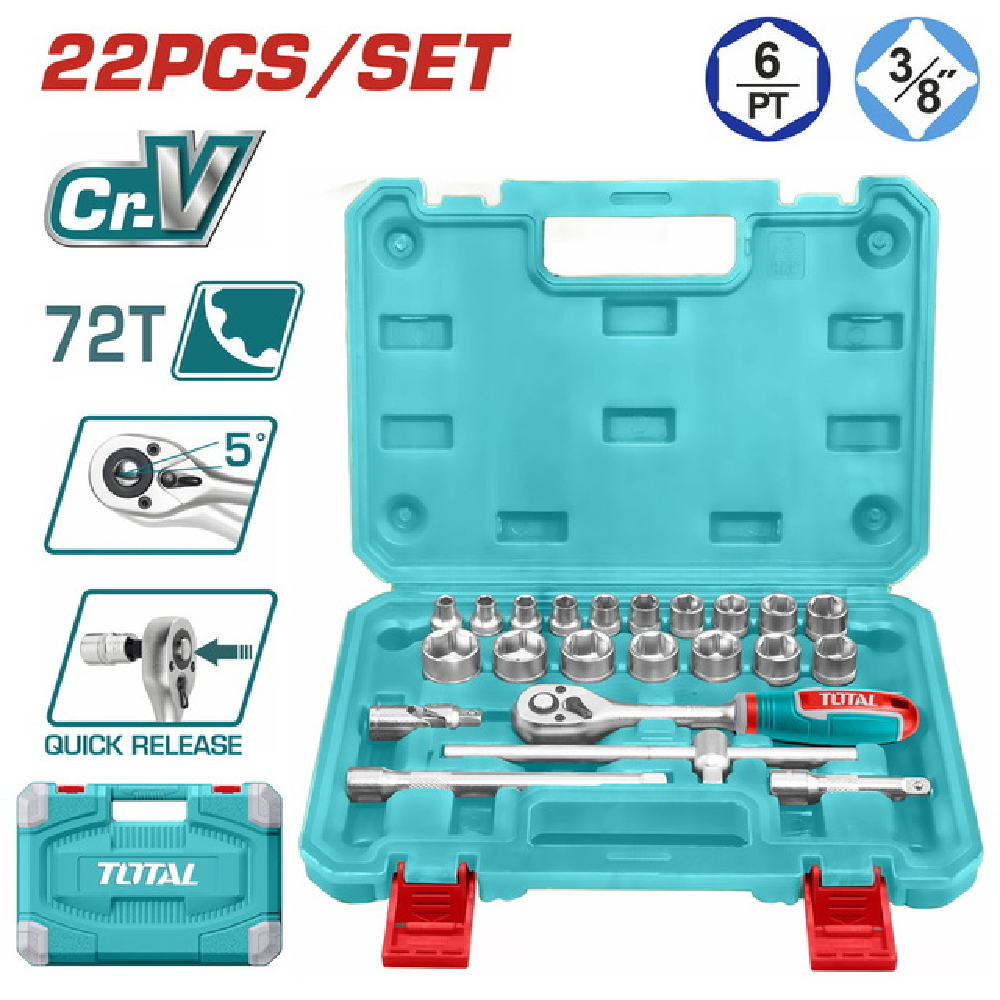 BOITE A DOUILLES 3/8" 22PCS THT381221