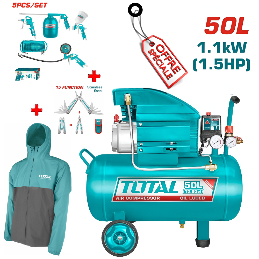 PACK COMPRESSEUR 50L 220V 1,5CV TC255061E-053-82-51